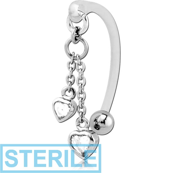 STERILE BIOFLEX VERTICAL HOOD BANANAS WITH SURGICAL STEEL CHARMS - CAN BE CUT TO SIZE