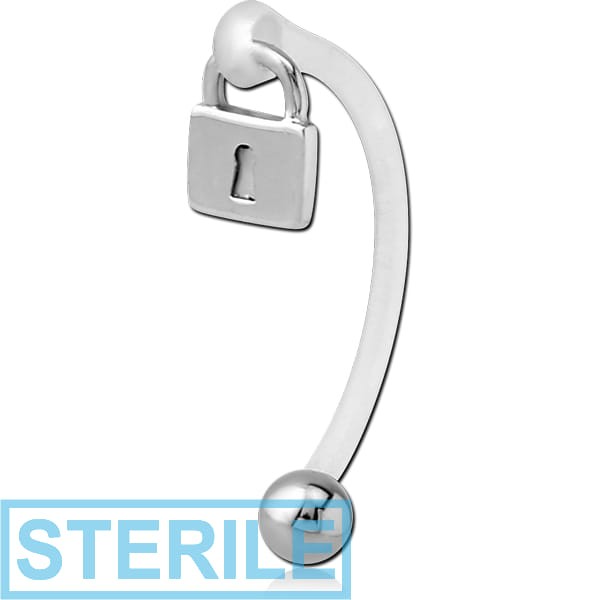 STERILE BIOFLEX VERTICAL HOOD BANANAS WITH SURGICAL STEEL CHARMS - CAN BE CUT TO SIZE - LOCK