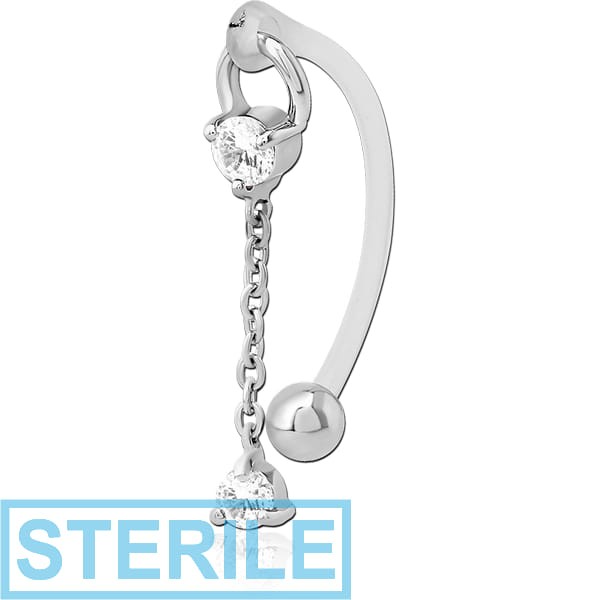 STERILE BIOFLEX VERTICAL HOOD BANANAS WITH SURGICAL STEEL CHARMS - CAN BE CUT TO SIZE - BALL CLOSURE