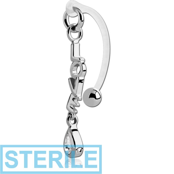 STERILE BIOFLEX VERTICAL HOOD BANANAS WITH SURGICAL STEEL CHARMS - CAN BE CUT TO SIZE