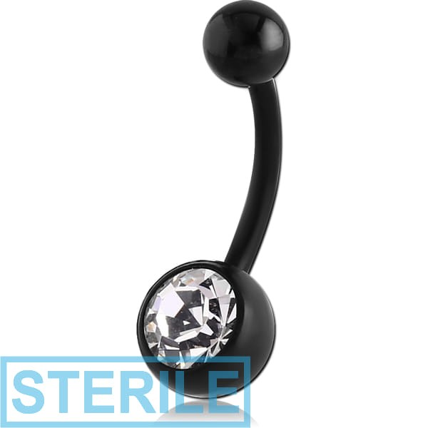 STERILE BIOFLEX JEWELLED NAVEL BANANA WITH BLACK PVD BALL