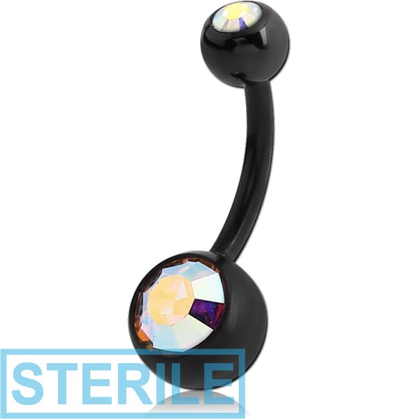 STERILE BIOFLEX JEWELLED NAVEL BANANA WITH JEWELLED BLACK PVD BALL