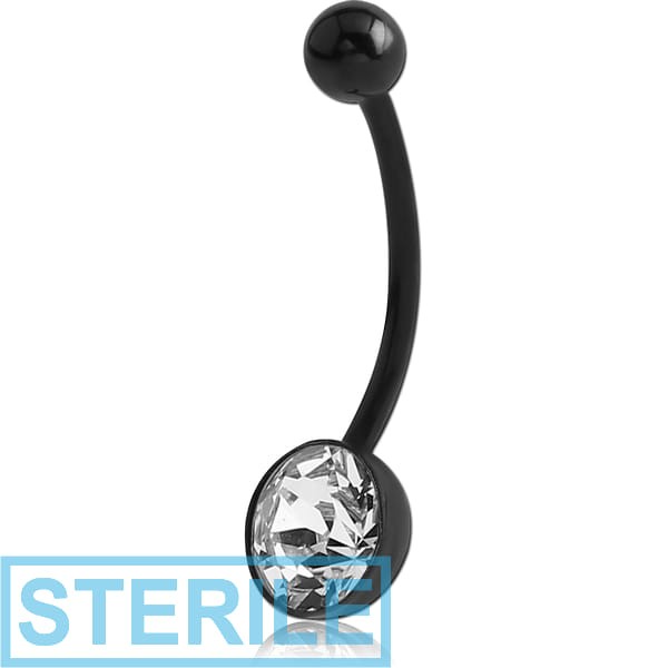 STERILE BIOFLEX JEWELLED CUP NAVEL BANANA WITH BLACK PVD TITANIUM BALL