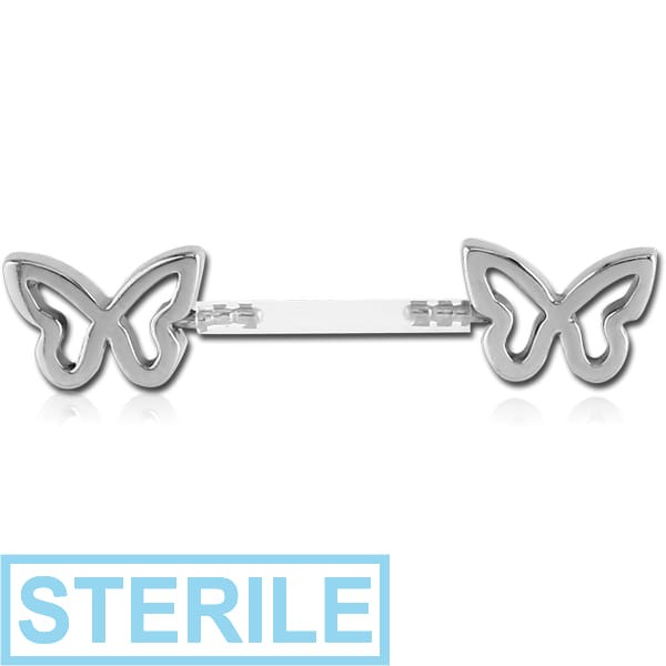 STERILE BIOFLEX PUSH FIT NIPPLE BARBELL - BUTTERFLY