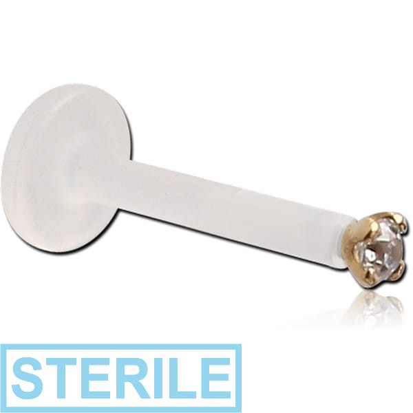 STERILE BIOFLEX INTERNAL LABRET WITH 18K GOLD JEWELLED ATTACHMENT