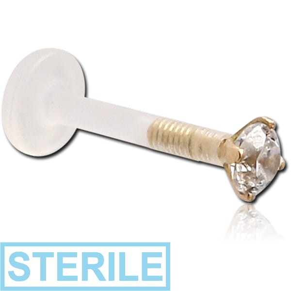STERILE BIOFLEX INTERNAL LABRET WITH 18K GOLD JEWELLED ATTACHMENT