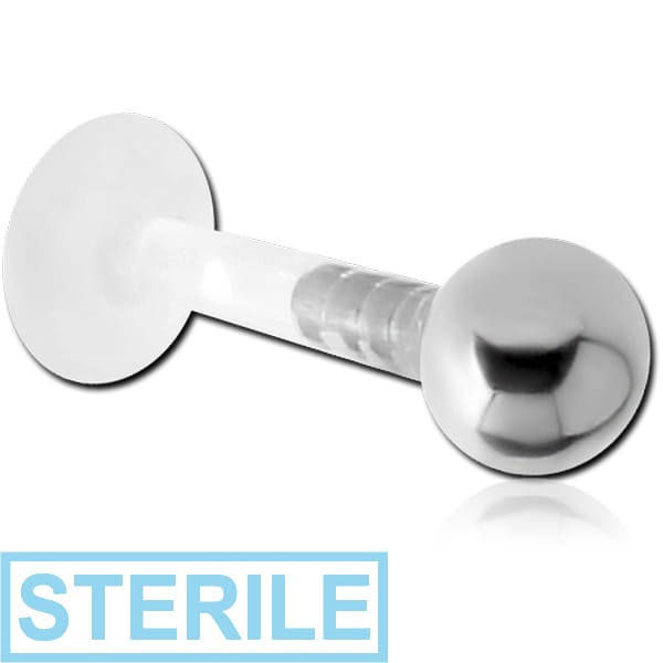 STERILE BIOFLEX INTERNALLY THREADED LABRET WITH SURGICAL STEEL BALL