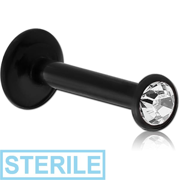 STERILE BIOFLEX INTERNAL LABRET WITH BLACK PVD JEWELLED DISC