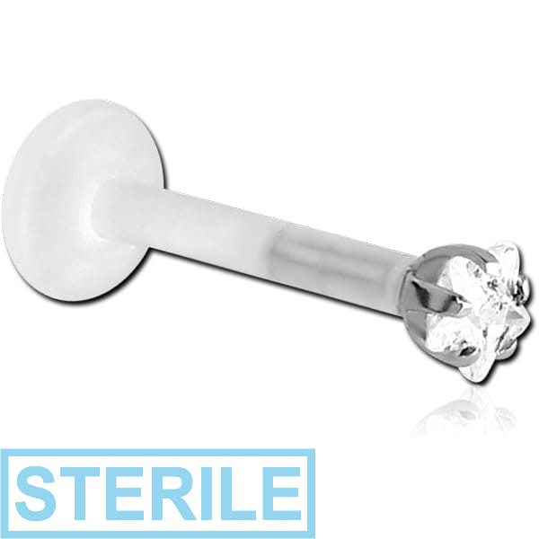 STERILE BIOFLEX INTERNAL LABRET WITH PRONG SET STAR JEWEL ATTACHMENT