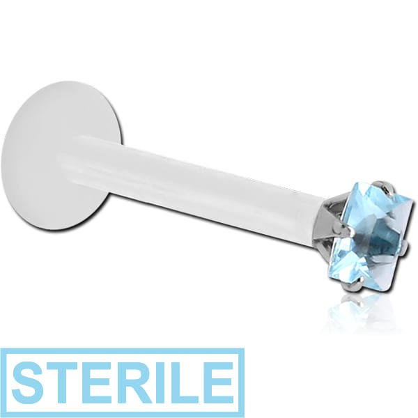 STERILE BIOFLEX INTERNAL LABRET WITH SURGICAL STEEL JEWELLED SQUARE ATTACHMENT