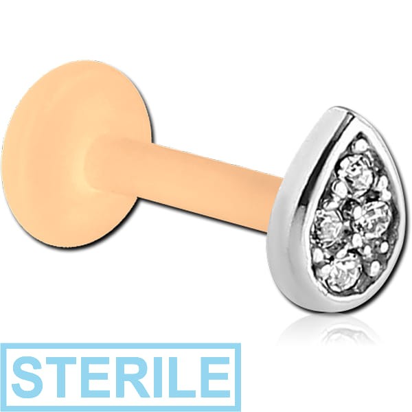 STERILE BIOFLEX INTERNAL LABRET WITH JEWELLED SURGICAL STEEL ATTACHMENT -TRIPLE JEWELLED