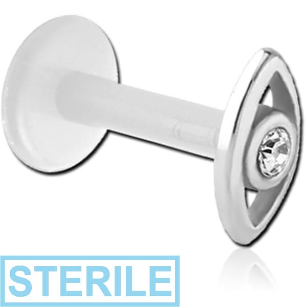 STERILE BIOFLEX INTERNAL LABRET WITH JEWELLED SURGICAL STEEL ATTACHMENT - EYE