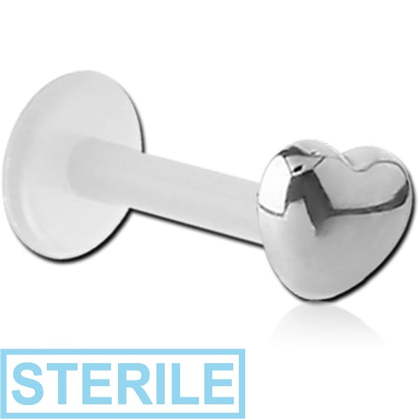 STERILE BIOFLEX INTERNAL LABRET WITH SURGICAL STEEL ATTACHMENT -HEART