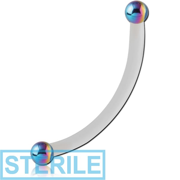 STERILE BIOFLEX INTERNAL CURVED MICRO BARBELL WITH INTERNALLY THREADED ANODISED SURGICAL STEEL BALLS