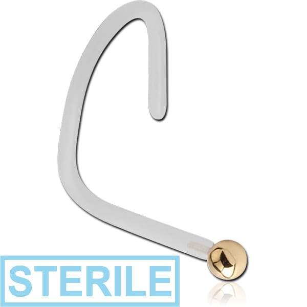 STERILE BIOFLEX INTERNAL CURVED NOSE STUD WITH 18K GOLD ATTACHMENT