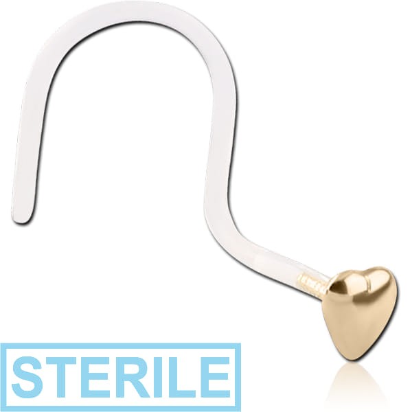 STERILE BIOFLEX INTERNAL CURVED NOSE STUD WITH 18K GOLD ATTACHMENT