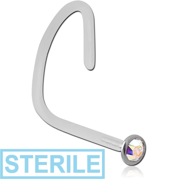 STERILE BIOFLEX INTERNAL CURVED NOSE STUD WITH TITANIUM JEWELLED DISC