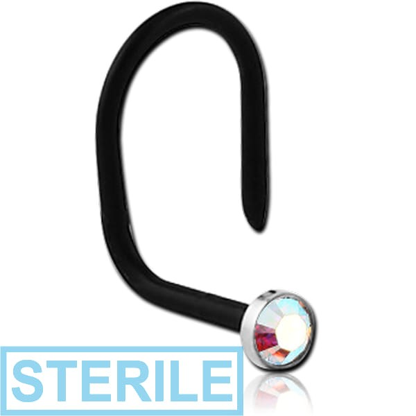 STERILE BIOFLEX INTERNAL CURVED NOSE STUD WITH TITANIUM JEWELLED DISC