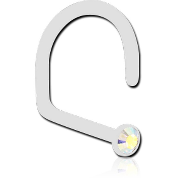 STERILE BIOFLEX HIGH END CRYSTAL JEWELLED CURVED NOSE STUD WITH GLUED STONE