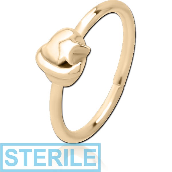 STERILE ZIRCON GOLD PVD COATED SURGICAL STEEL SEAMLESS RING - EYE STAR