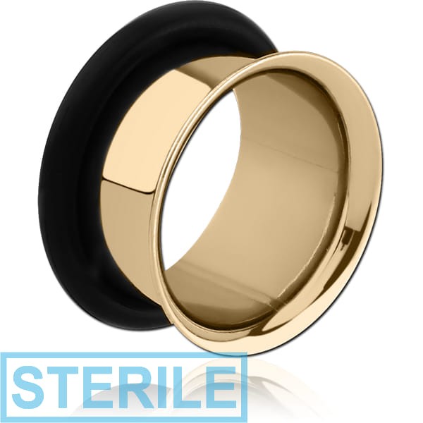 STERILE ZIRCON GOLD PVD COATED STAINLESS STEEL SINGLE FLARED TUNNEL