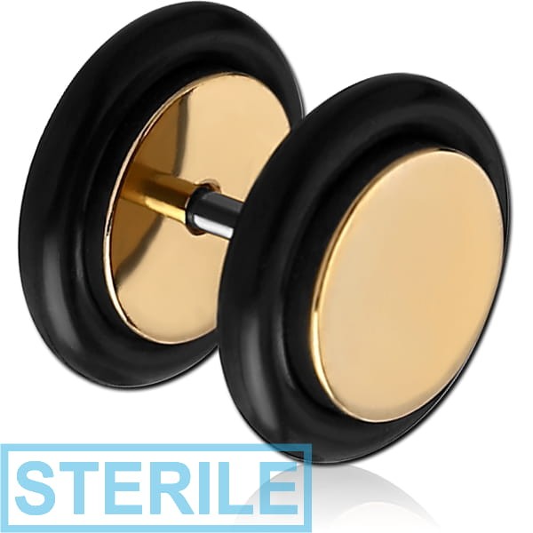 STERILE ZIRCON GOLD PVD COATED SURGICAL STEEL FAKE PLUG