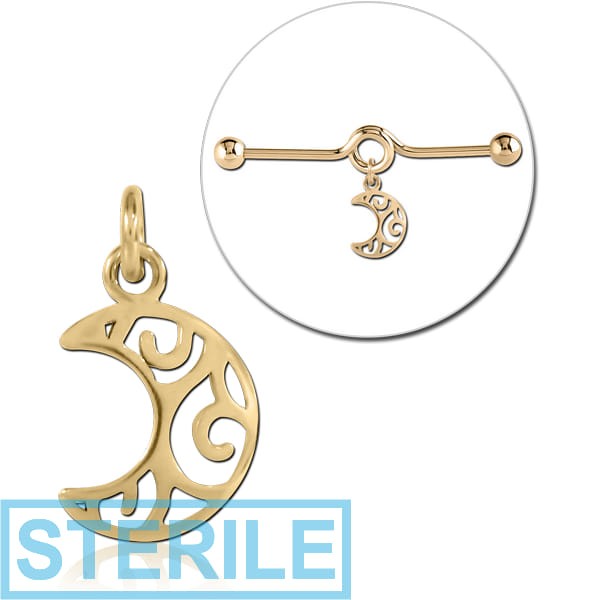 STERILE ZIRCON GOLD PVD COATED SURGICAL STEEL CHARM FOR INDUSTRIAL BARBELL