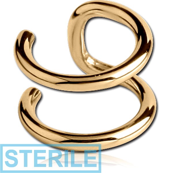 STERILE ZIRCON GOLD PVD COATED SURGICAL STEEL ILLUSION EAR CUFF