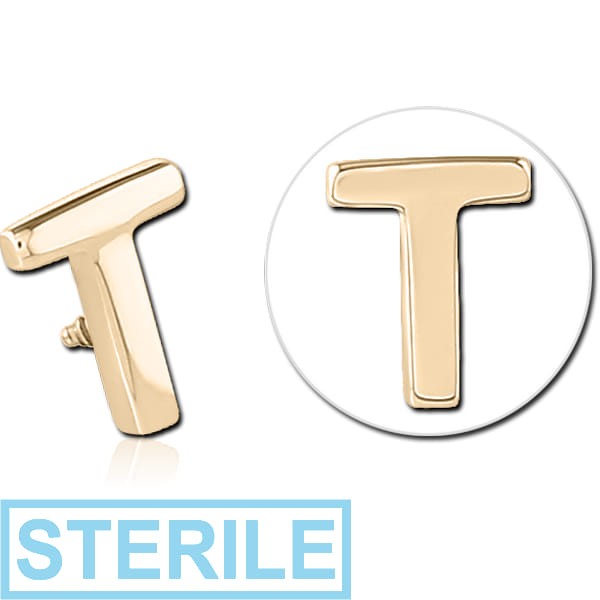 STERILE ZIRCON GOLD PVD COATED SURGICAL STEEL ATTACHMENT FOR 1.6MM INTERNALLY THREADED PINS - T