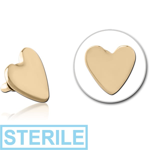 STERILE ZIRCON GOLD PVD COATED SURGICAL STEEL HEART FOR 1.2MM INTERNALLY THREADED PINS