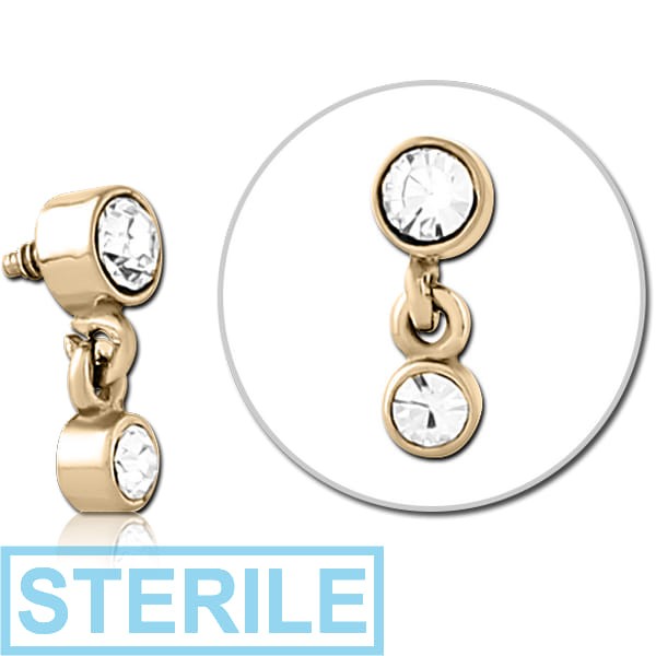 STERILE ZIRCON GOLD PVD COATED SURGICAL STEEL JEWELLED MICRO ATTACHMENT FOR 1.2MM INTERNALLY THREADED PINS