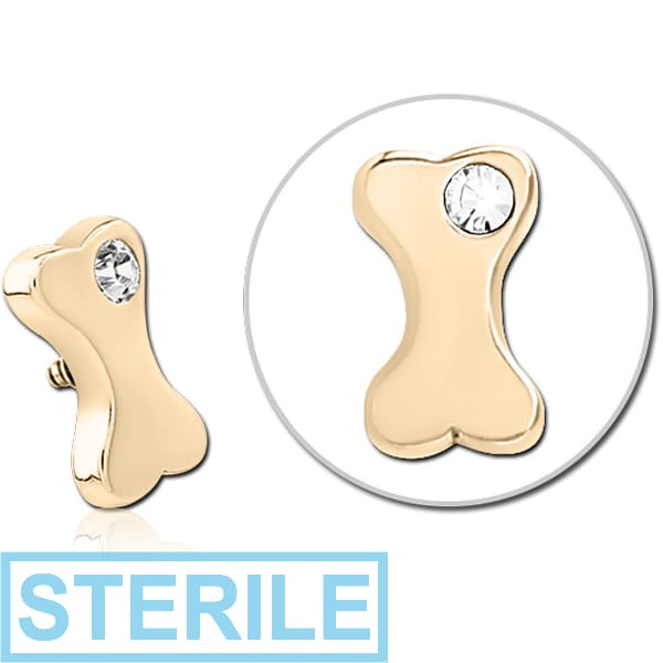 STERILE ZIRCON GOLD PVD COATED SURGICAL STEEL JEWELLED MICRO ATTACHMENT FOR 1.2MM INTERNALLY THREADED PINS - BONE