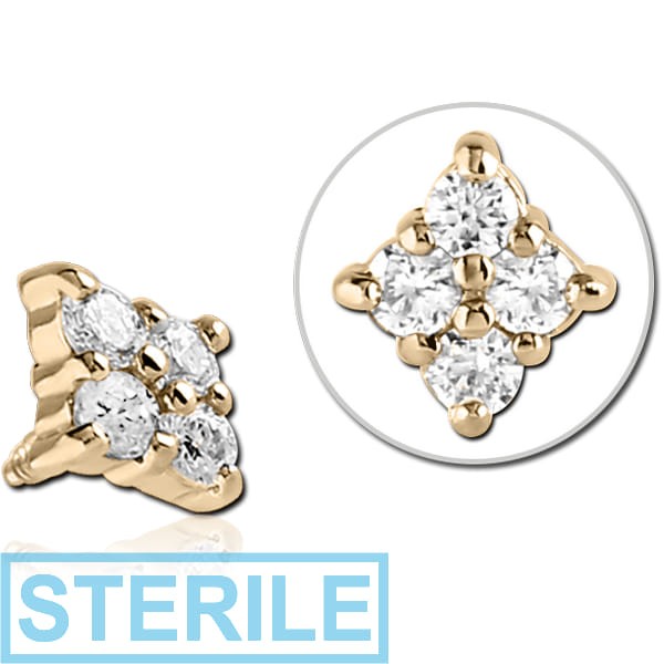 STERILE ZIRCON GOLD PVD COATED SURGICAL STEEL JEWELLED MICRO ATTACHMENT FOR 1.2MM INTERNALLY THREADED PINS