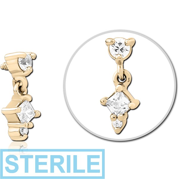 STERILE ZIRCON GOLD PVD COATED SURGICAL STEEL JEWELLED MICRO ATTACHMENT FOR 1.2MM INTERNALLY THREADED PINS
