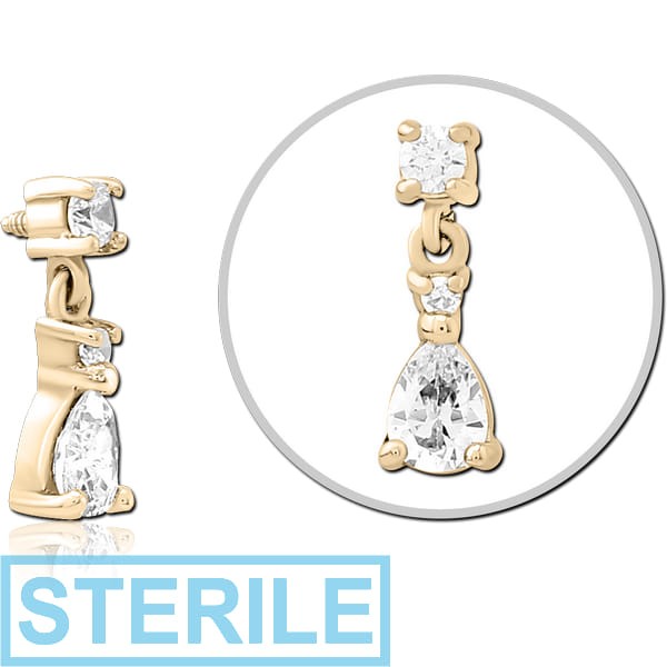 STERILE ZIRCON GOLD PVD COATED SURGICAL STEEL JEWELLED MICRO ATTACHMENT FOR 1.2MM INTERNALLY THREADED PINS