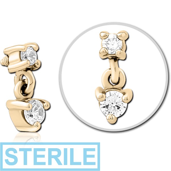 STERILE ZIRCON GOLD PVD COATED SURGICAL STEEL JEWELLED MICRO ATTACHMENT FOR 1.2MM INTERNALLY THREADED PINS