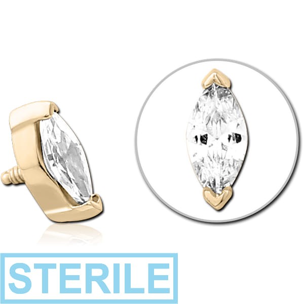 STERILE ZIRCON GOLD PVD COATED SURGICAL STEEL JEWELLED MICRO ATTACHMENT FOR 1.2MM INTERNALLY THREADED PINS