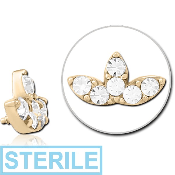 STERILE ZIRCON GOLD PVD COATED SURGICAL STEEL JEWELLED MICRO ATTACHMENT FOR 1.2MM INTERNALLY THREADED PINS