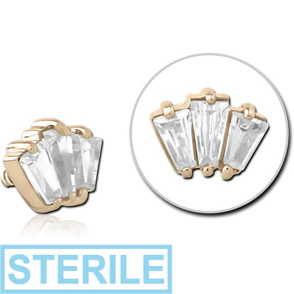 STERILE ZIRCON GOLD PVD COATED SURGICAL STEEL JEWELLED MICRO ATTACHMENT FOR 1.2MM INTERNALLY THREADED PINS