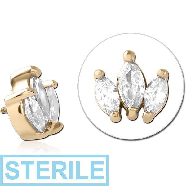 STERILE ZIRCON GOLD PVD COATED SURGICAL STEEL JEWELLED MICRO ATTACHMENT FOR 1.2MM INTERNALLY THREADED PINS