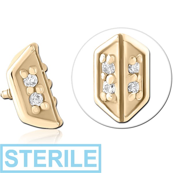STERILE ZIRCON GOLD PVD SURGICAL STEEL JEWELLED MICRO ATTACHMENT FOR 1.2MM INTERNALLY THREADED PINS