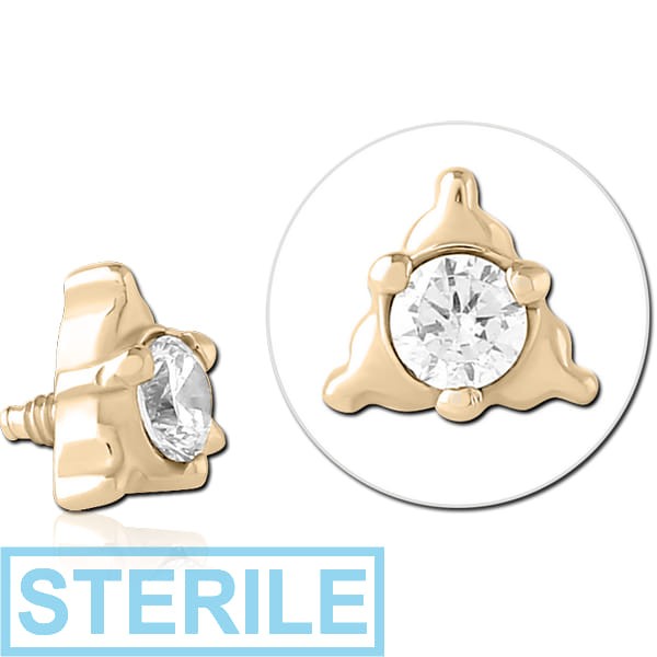 STERILE ZIRCON GOLD PVD SURGICAL STEEL JEWELLED MICRO ATTACHMENT FOR 1.2MM INTERNALLY THREADED PINS