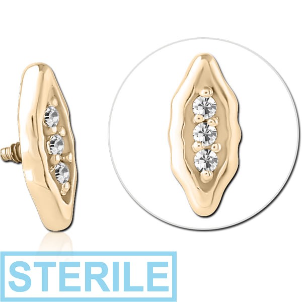 STERILE ZIRCON GOLD PVD SURGICAL STEEL JEWELLED MICRO ATTACHMENT FOR 1.2MM INTERNALLY THREADED PINS