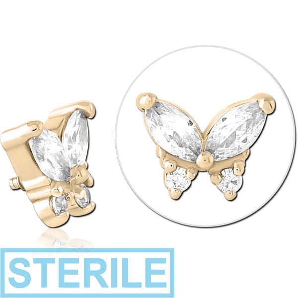 STERILE ZIRCON GOLD PVD SURGICAL STEEL JEWELLED MICRO ATTACHMENT FOR 1.2MM INTERNALLY THREADED PINS