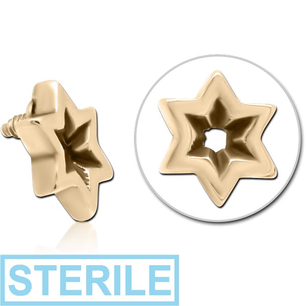 STERILE ZIRCON GOLD PVD COATED SURGICAL STEEL MICRO ATTACHMENT FOR 1.2MM INTERNALLY THREADED PINS - STAR INDENT