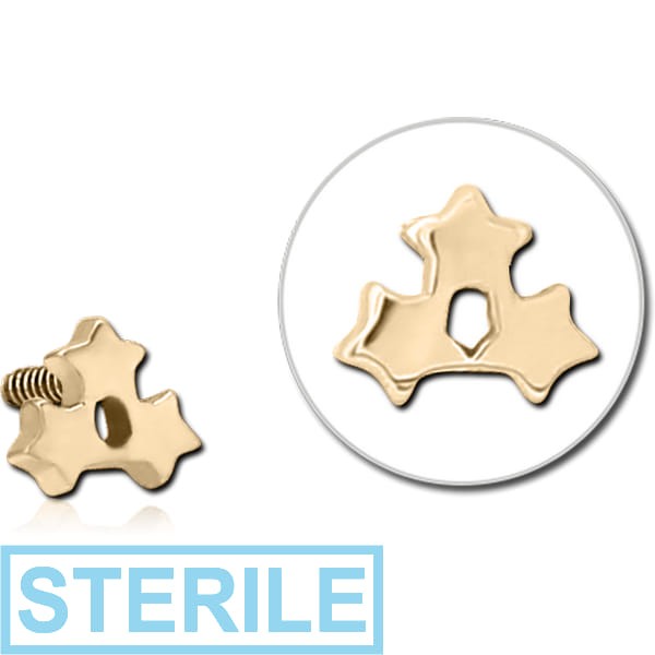 STERILE ZIRCON GOLD PVD COATED SURGICAL STEEL MICRO ATTACHMENT FOR 1.2MM INTERNALLY THREADED PINS -TRIPLE STAR