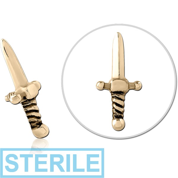 STERILE ZIRCON GOLD PVD COATED SURGICAL STEEL MICRO ATTACHMENT FOR 1.2MM INTERNALLY THREADED PINS - SWORD