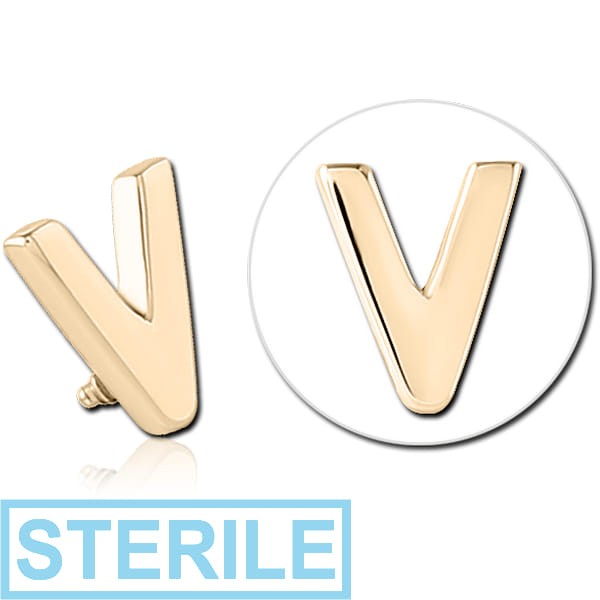 STERILE ZIROCN GOLD PVD COATED SURGICAL STEEL MICRO ATTACHMENT FOR 1.2MM INTERNALLY THREADED PINS - V
