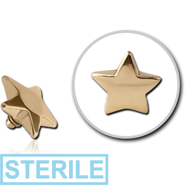 STERILE ZIRCON GOLD PVD COATED SURGICAL STEEL STAR FOR 1.6MM INTERNALLY THREADED PINS