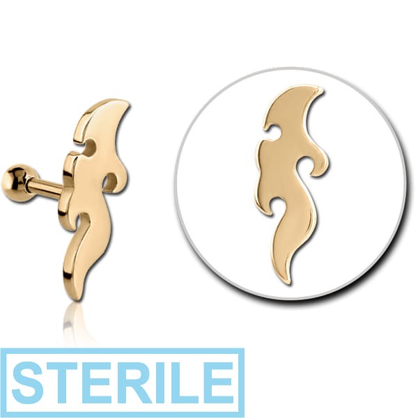 STERILE ZIRCON GOLD PVD COATED SURGICAL STEEL TRAGUS MICRO BARBELL